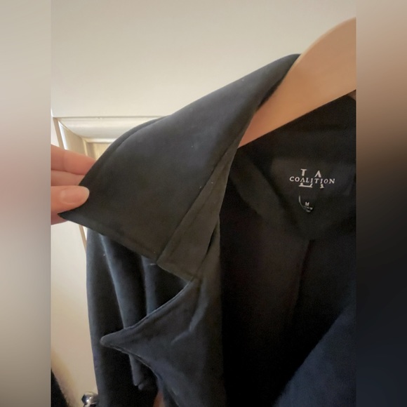 NWOT COALITION LA Jenny Suede Black Trench Coat 🧥 Vegan - Picture 8 of 13